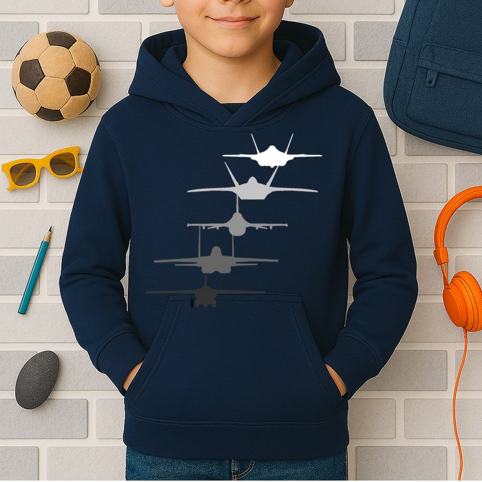 Air Force Fighter Jets F-4 F-111 F-15 F-16 F-22 F-35 Kids Hoodie