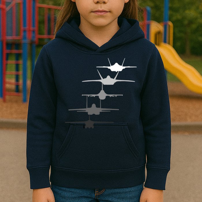 Air Force Fighter Jets F-4 F-111 F-15 F-16 F-22 F-35 Kids Hoodie