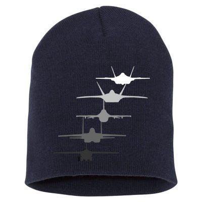 Air Force Fighter Jets F-4 F-111 F-15 F-16 F-22 F-35 Short Acrylic Beanie