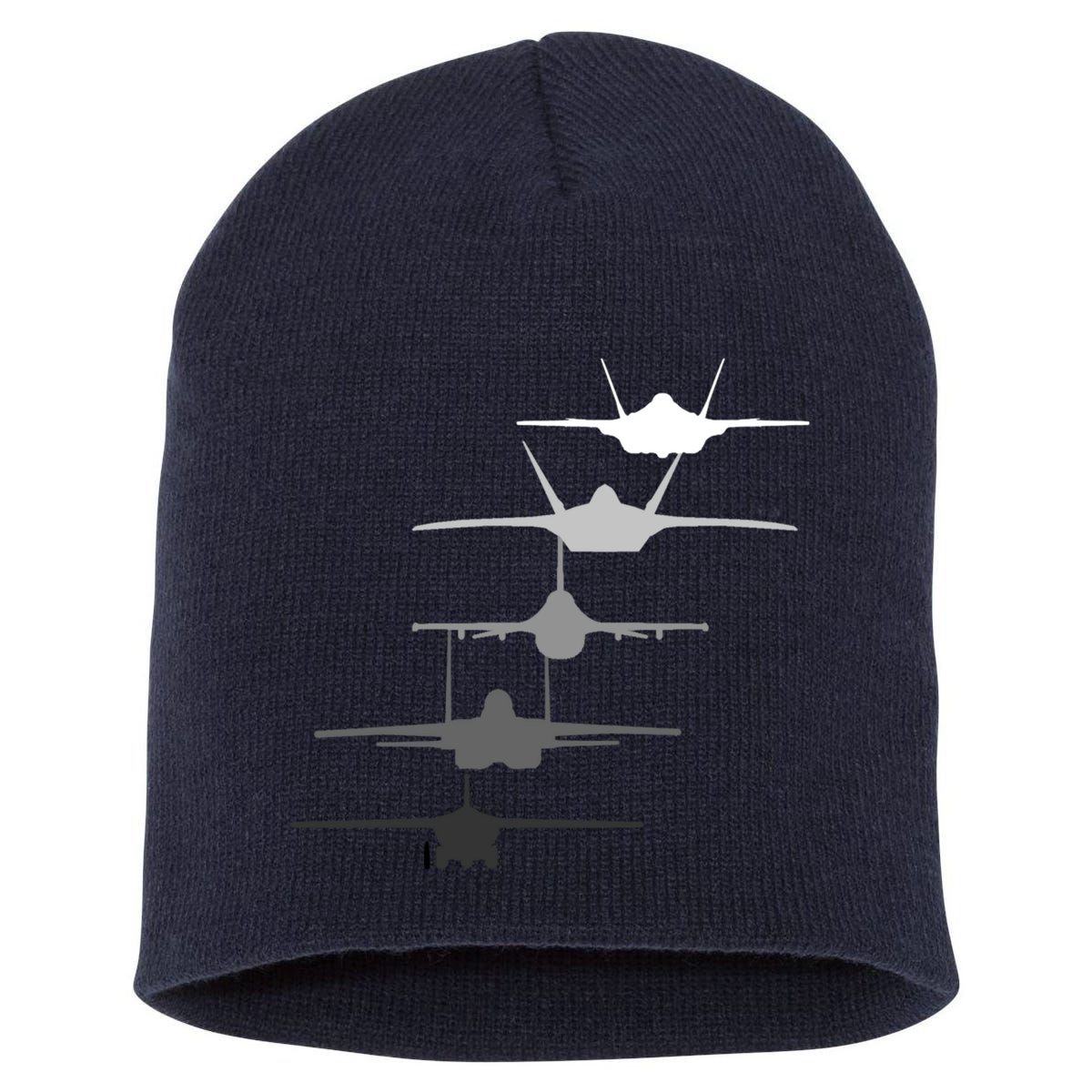 Air Force Fighter Jets F-4 F-111 F-15 F-16 F-22 F-35 Short Acrylic Beanie
