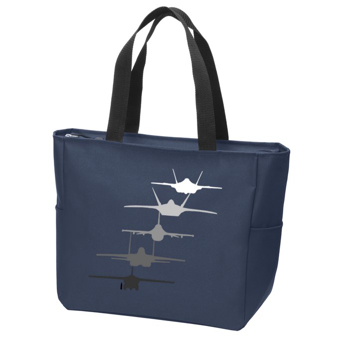 Air Force Fighter Jets F-4 F-111 F-15 F-16 F-22 F-35 Zip Tote Bag