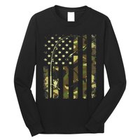 American Flag Fishing Rod Bass Fish Pole Camouflage Long Sleeve Shirt