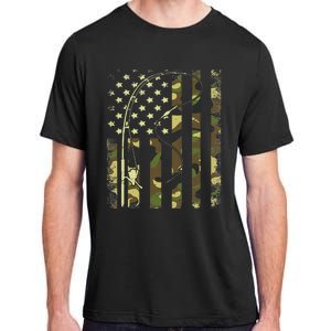 American Flag Fishing Rod Bass Fish Pole Camouflage Adult ChromaSoft Performance T-Shirt