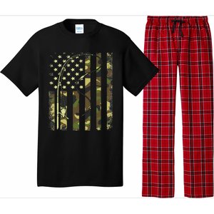 American Flag Fishing Rod Bass Fish Pole Camouflage Pajama Set