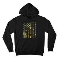 American Flag Fishing Rod Bass Fish Pole Camouflage Tall Hoodie