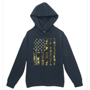 American Flag Fishing Rod Bass Fish Pole Camouflage Urban Pullover Hoodie