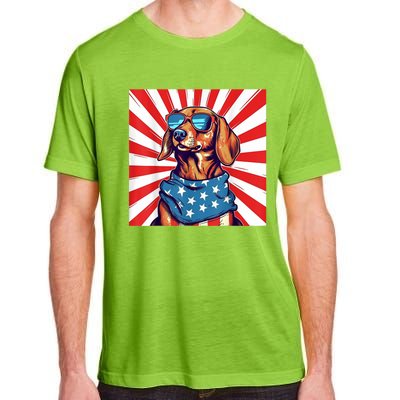 America Flag Funny Dachsund Weiner Dog Weenie Usa Gift Adult ChromaSoft Performance T-Shirt