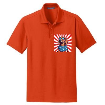 America Flag Funny Dachsund Weiner Dog Weenie Usa Gift Dry Zone Grid Polo