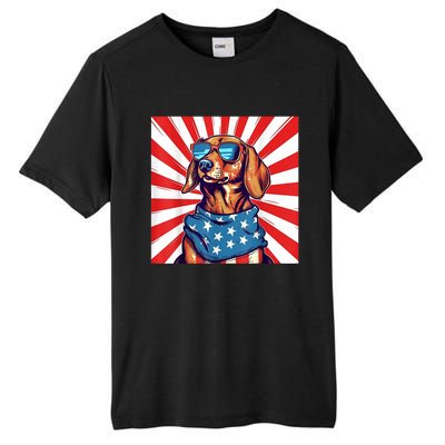 America Flag Funny Dachsund Weiner Dog Weenie Usa Gift Tall Fusion ChromaSoft Performance T-Shirt