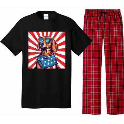 America Flag Funny Dachsund Weiner Dog Weenie Usa Gift Pajama Set