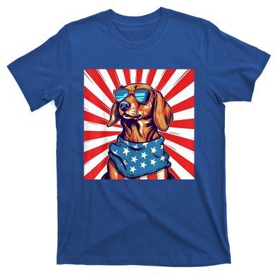 America Flag Funny Dachsund Weiner Dog Weenie Usa Gift T-Shirt