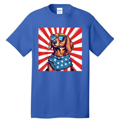 America Flag Funny Dachsund Weiner Dog Weenie Usa Gift Tall T-Shirt