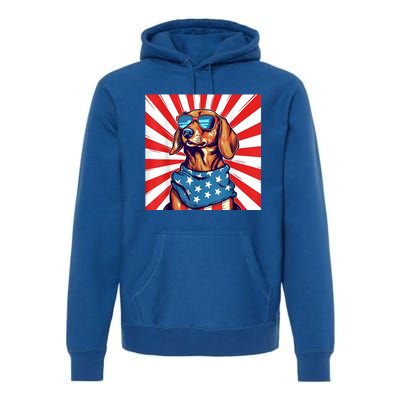 America Flag Funny Dachsund Weiner Dog Weenie Usa Gift Premium Hoodie