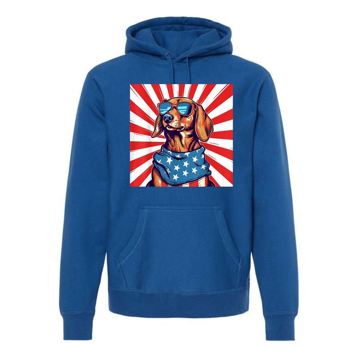 America Flag Funny Dachsund Weiner Dog Weenie Usa Gift Premium Hoodie