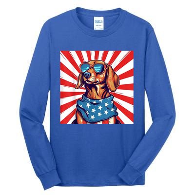 America Flag Funny Dachsund Weiner Dog Weenie Usa Gift Tall Long Sleeve T-Shirt