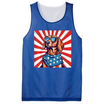 America Flag Funny Dachsund Weiner Dog Weenie Usa Gift Mesh Reversible Basketball Jersey Tank