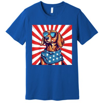 America Flag Funny Dachsund Weiner Dog Weenie Usa Gift Premium T-Shirt