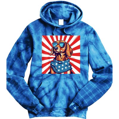 America Flag Funny Dachsund Weiner Dog Weenie Usa Gift Tie Dye Hoodie