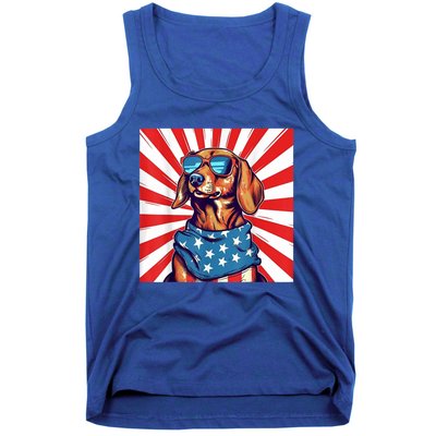 America Flag Funny Dachsund Weiner Dog Weenie Usa Gift Tank Top