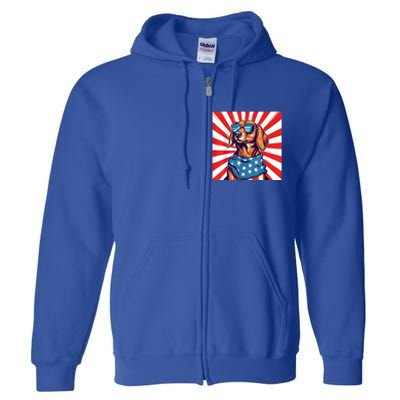 America Flag Funny Dachsund Weiner Dog Weenie Usa Gift Full Zip Hoodie