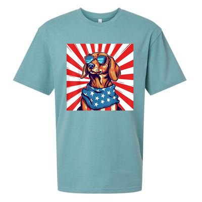 America Flag Funny Dachsund Weiner Dog Weenie Usa Gift Sueded Cloud Jersey T-Shirt