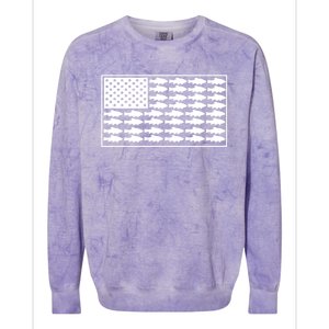 American Flag Fishes Gift Colorblast Crewneck Sweatshirt