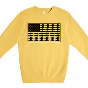 American Flag Fishes Gift Premium Crewneck Sweatshirt