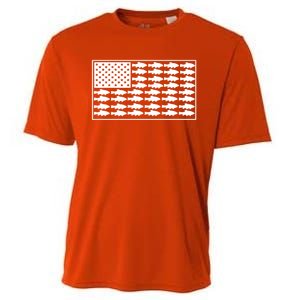 American Flag Fishes Gift Cooling Performance Crew T-Shirt