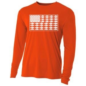 American Flag Fishes Gift Cooling Performance Long Sleeve Crew