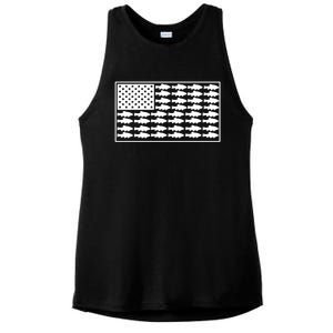 American Flag Fishes Gift Ladies PosiCharge Tri-Blend Wicking Tank