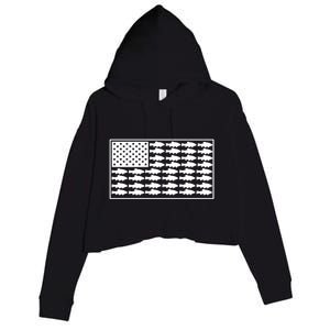 American Flag Fishes Gift Crop Fleece Hoodie