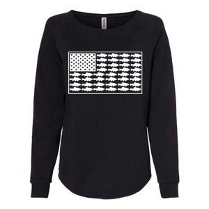 American Flag Fishes Gift Womens California Wash Sweatshirt