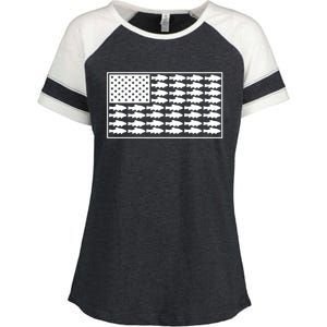 American Flag Fishes Gift Enza Ladies Jersey Colorblock Tee