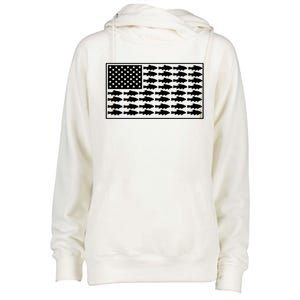 American Flag Fishes Gift Womens Funnel Neck Pullover Hood