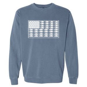 American Flag Fishes Gift Garment-Dyed Sweatshirt