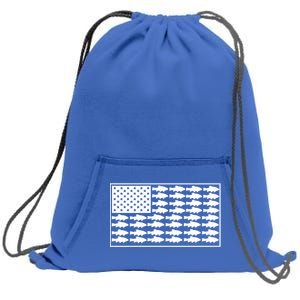 American Flag Fishes Gift Sweatshirt Cinch Pack Bag