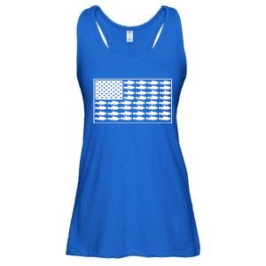 American Flag Fishes Gift Ladies Essential Flowy Tank