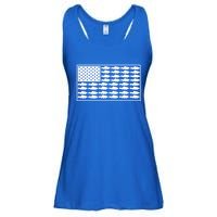 American Flag Fishes Gift Ladies Essential Flowy Tank