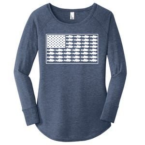 American Flag Fishes Gift Women's Perfect Tri Tunic Long Sleeve Shirt