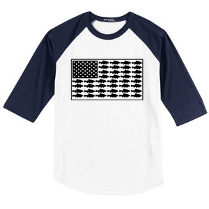 American Flag Fishes Gift Baseball Sleeve Shirt