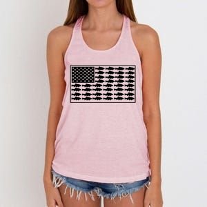 American Flag Fishes Gift Women's Knotted Racerback Tank