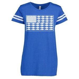 American Flag Fishes Gift Enza Ladies Jersey Football T-Shirt