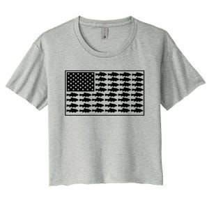 American Flag Fishes Gift Women's Crop Top Tee