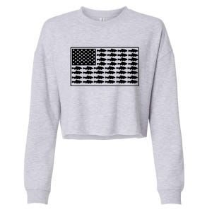 American Flag Fishes Gift Cropped Pullover Crew