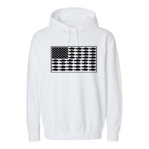 American Flag Fishes Gift Garment-Dyed Fleece Hoodie