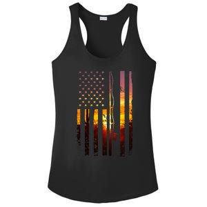 American Flag Fish Fisher Fisherman Funny Bass Fishing Usa Ladies PosiCharge Competitor Racerback Tank