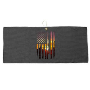 American Flag Fish Fisher Fisherman Funny Bass Fishing Usa Large Microfiber Waffle Golf Towel