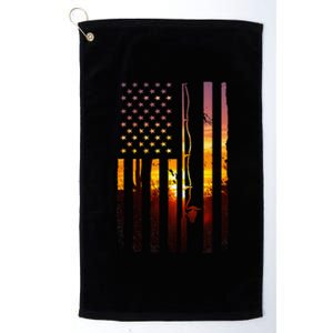 American Flag Fish Fisher Fisherman Funny Bass Fishing Usa Platinum Collection Golf Towel