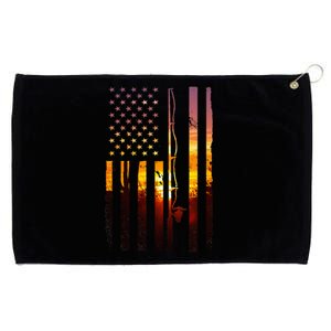 American Flag Fish Fisher Fisherman Funny Bass Fishing Usa Grommeted Golf Towel