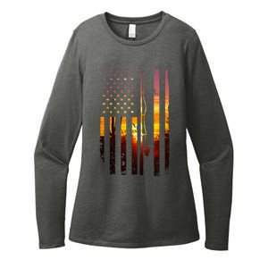 American Flag Fish Fisher Fisherman Funny Bass Fishing Usa Womens CVC Long Sleeve Shirt